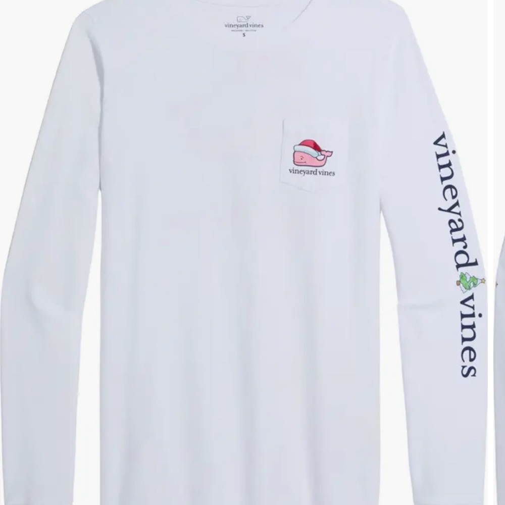 Vineyard Vines “Merry Christmas” White Long Sleeve Shirt
